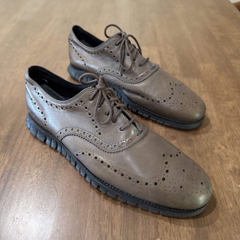 Cole Haan ZeroGrand Wing Ox Men’s 11M Taupe Brown Leather Oxford Shoes C30720